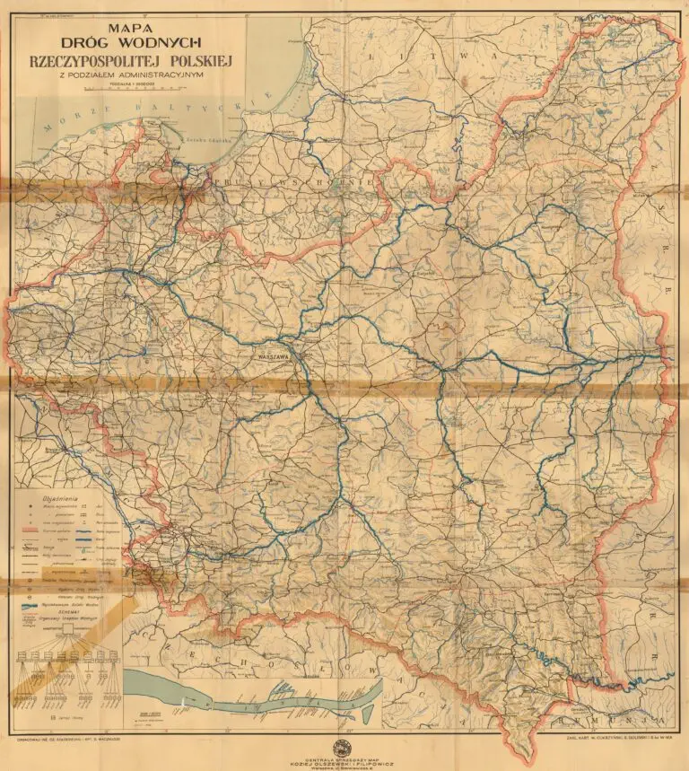 Mapa dróg wodnych Rzeczypospolitej Polskiej z podziałem administracyjnym