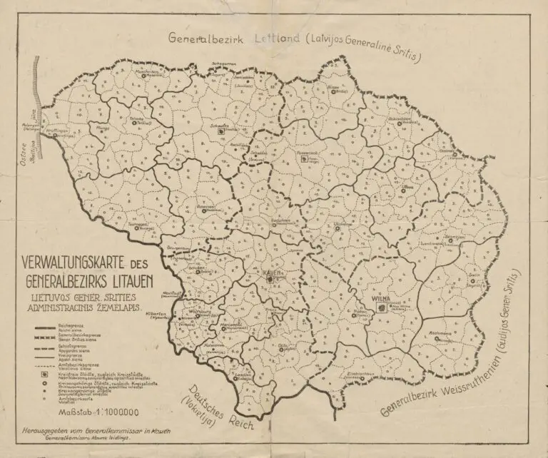 Verwaltungskarte des Generalbezirks Litauen