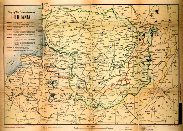 Map of the boundaries of Lithuania,