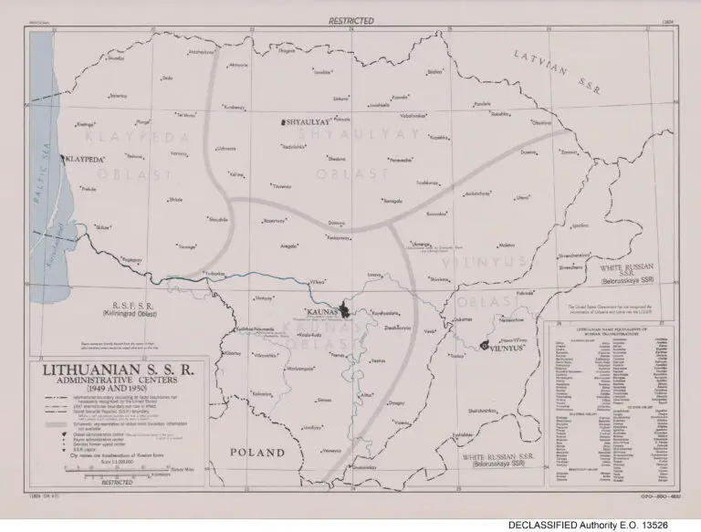 Lithuanian S.S.R. Administrative Centers (1949 and 1950),