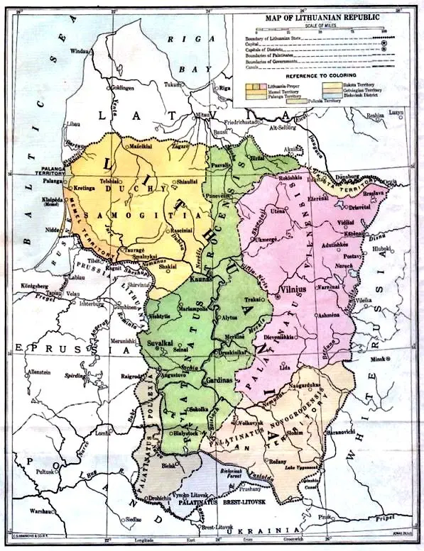 Map of Lithuanain Republic,