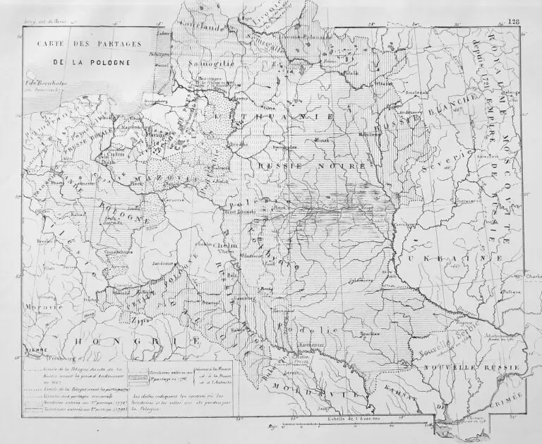 CARTE DES PARTAGES DE LA POLOGNE,