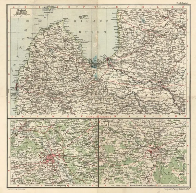 Sonderkarte 4 Kriege der Karte zum gegen Rußland - Kurland und Livland