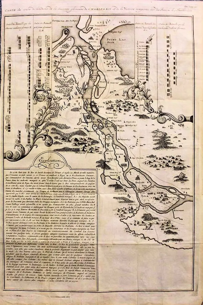 Map over the Duna, and the glorious descent of Charles XII and the Victory against the Saxons July 9, 1701