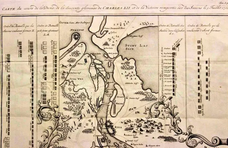 Map over the Duna, and the glorious descent of Charles XII and the Victory against the Saxons July 9, 1701