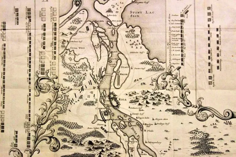 Map over the Duna, and the glorious descent of Charles XII and the Victory against the Saxons July 9, 1701