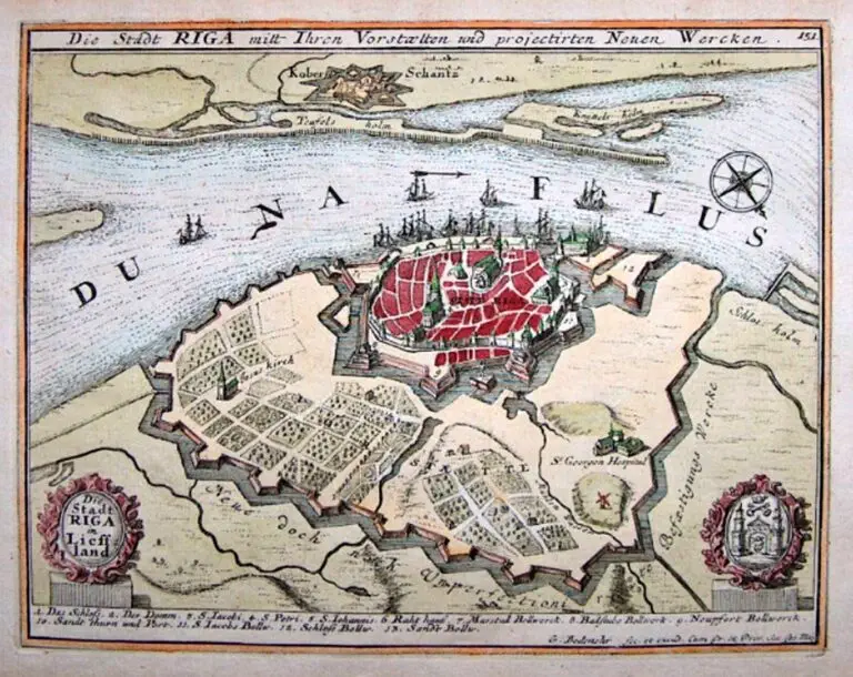 Die Stadt RIGA mitt Ihren Vorstaetten projectirten Neuen Werchen,