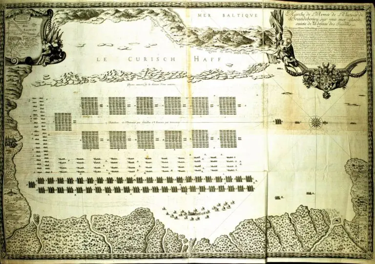 Marsch der Armee des Kurfürsten von Brandenburg über das Eis im Kürisches Haff, 1679