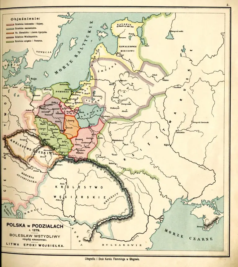 Polska w podziałach r. 1279. - Bolesław Wstydliwy książę krakowski. - Litwa epoki Wojsiełka