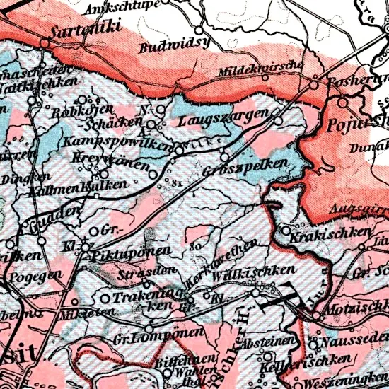 Nationalitaten-Karte der Provinz Ostpreussen...