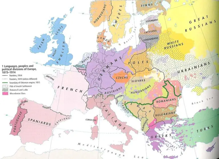 Languages, peoples and political divisions of Europe, 1815 - 1914.