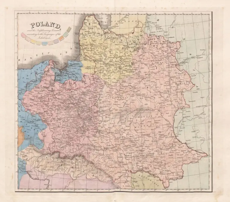 POLAND and the Neighboring Countries according to the Languages of the Inhabitants;