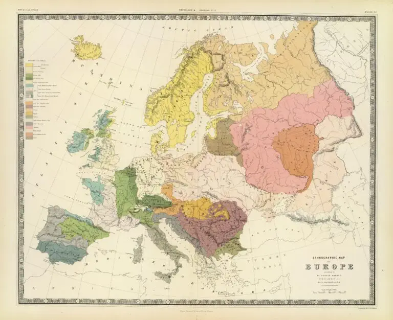 Ethnographic map of Europe according to Dr. Gustaf Kombst..,