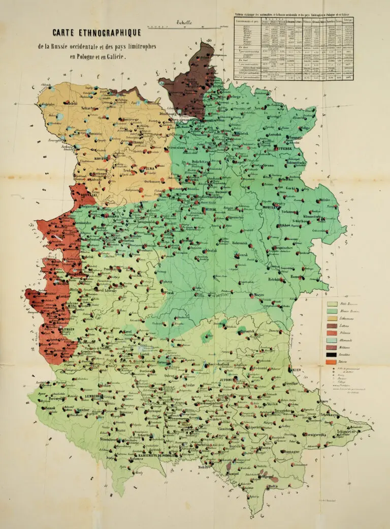 Carte ethnographique de la Russie occidentale et des pays limitrophes en Pologne et en Galicie,