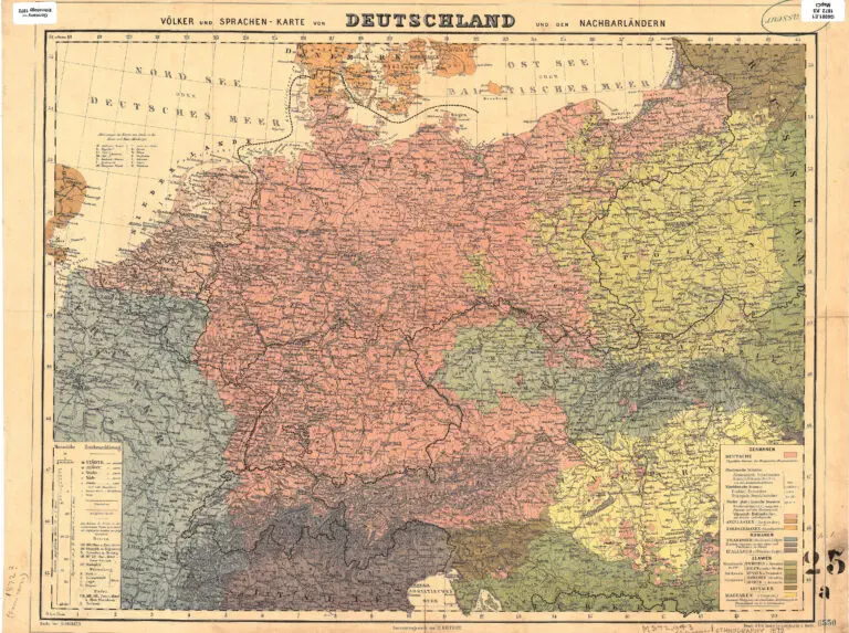 Völker und Sprachen- Karte von Deutschland und den Nachbarländern