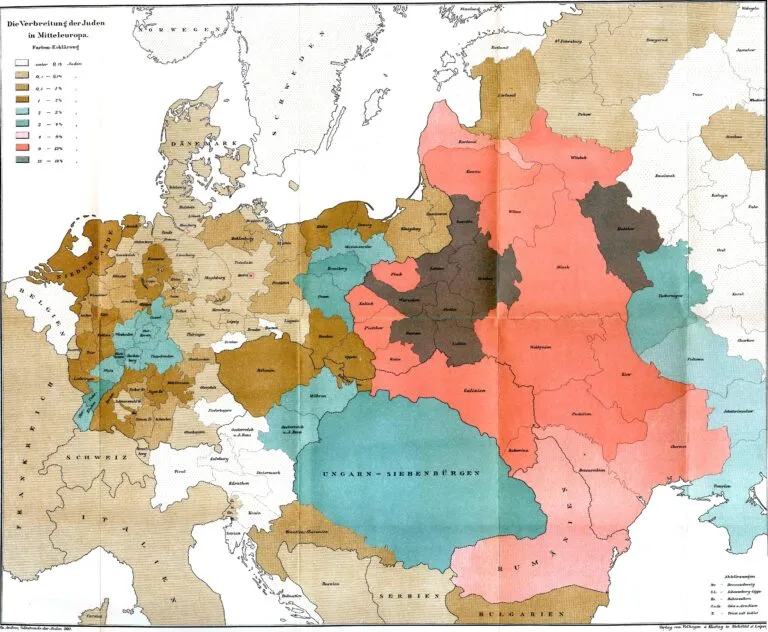 Die verbreitung der Juden in Mitteleuropa