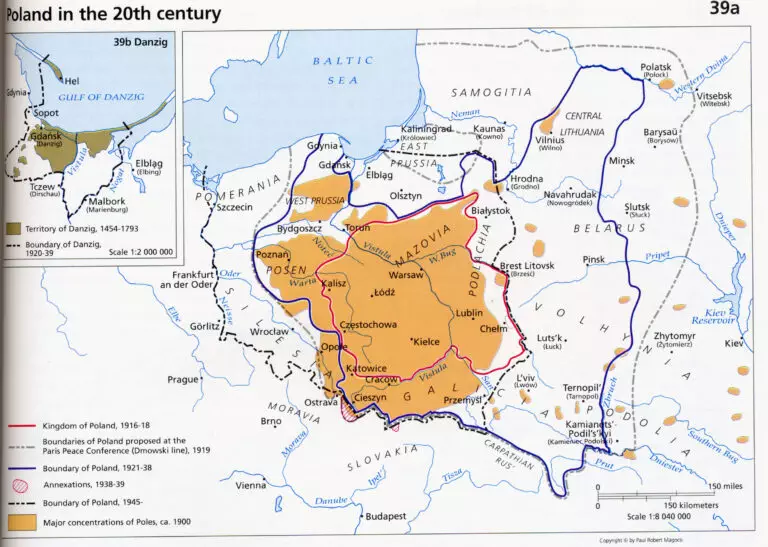 Poland in the 20th Century: Major concentrations of Poles, c1900,