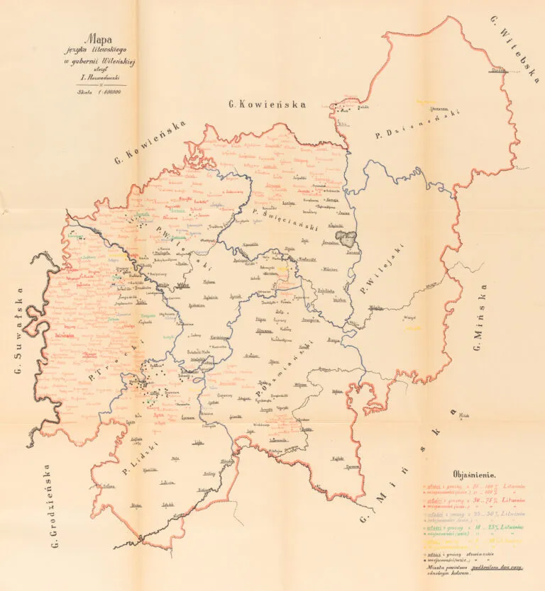Mapa języka litewskiego w gubernii Wileńskiej”