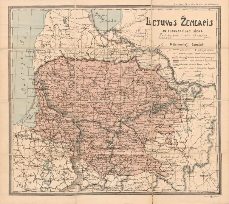 Lietuvos žemelapis su etnografijos siena