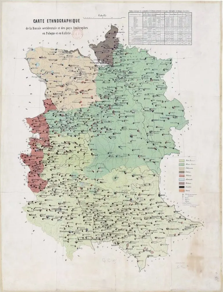 Carte ethnographique de la Russie occidentale et des pays limitrophes en Pologne et en Galicie,