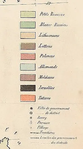 Carte ethnographique de la Russie occidentale et des pays limitrophes en Pologne et en Galicie,