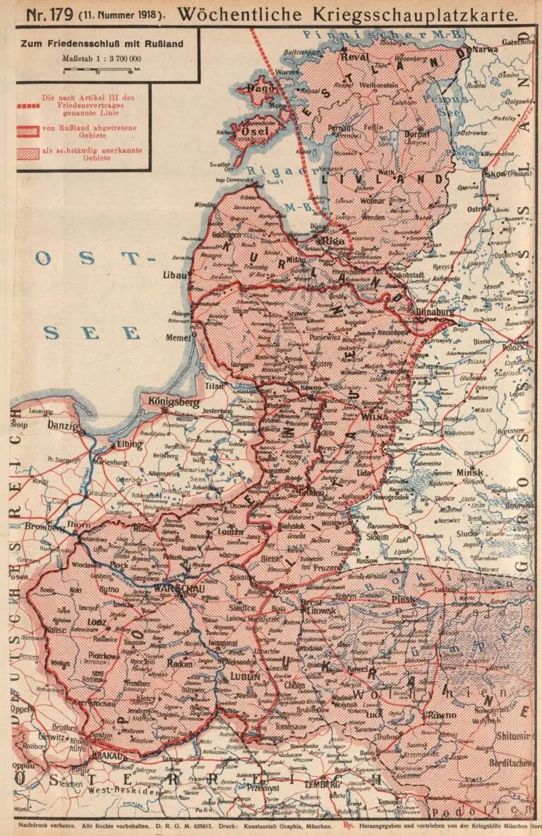 Nr. 179 (11. Nummer 1918)  Wöchentliche Kriegsschau- platzkarte, Zum Frienschluß mit Rußland