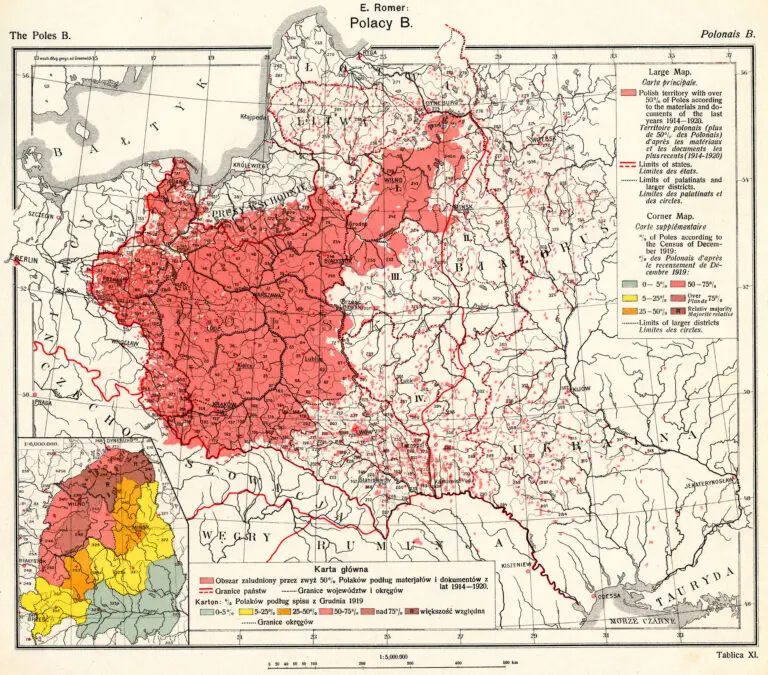 Polish territory with over 50% of Poles according to the materials and documents of the last years 1914 - 1920,