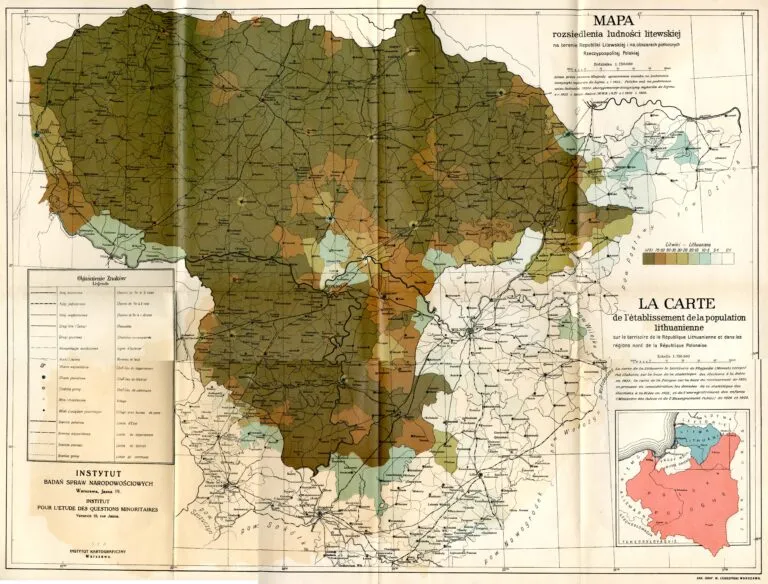 Mapa rozsiedlenia ludności Litewskiej na terenie Republiki Litewskiej
