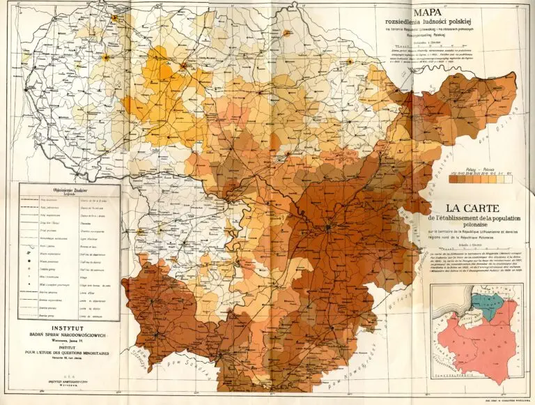 Mapa rozsiedlenia ludności polskiej na terenie Republiki Litewskiej i na obszarach północnych Rzeczypospolitej Polskiej nazwa współczesna