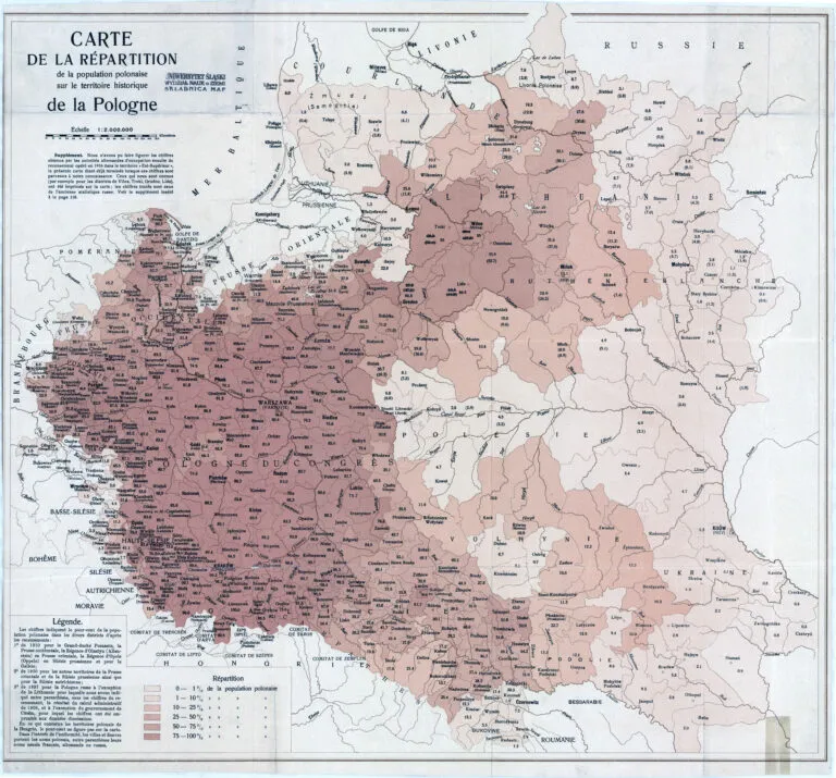 Carte de la Repartition: population polonaise territoire historique Pologne