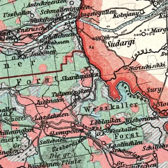 Nationalitaten-Karte der Provinz Ostpreussen...