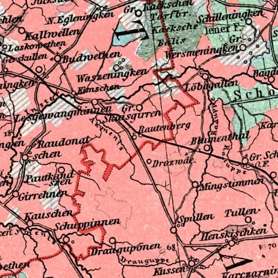 Nationalitaten-Karte der Provinz Ostpreussen...