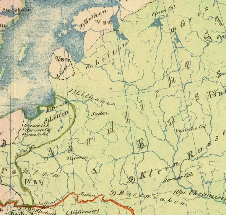 Ethnographische Karte von Europa, oder Darstellung der Haupt-vertheilung der europaischer Volker nach ihren Sprachen und Religions- Verschied- enheiten