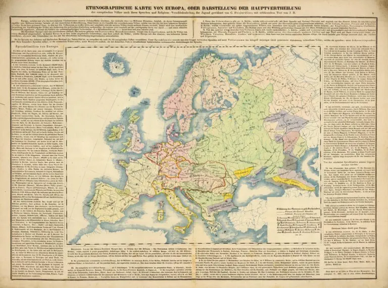 Ethnographische Karte von Europa, oder Darstellung der Haupt-vertheilung der europaischer Volker nach ihren Sprachen und Religions- Verschied- enheiten