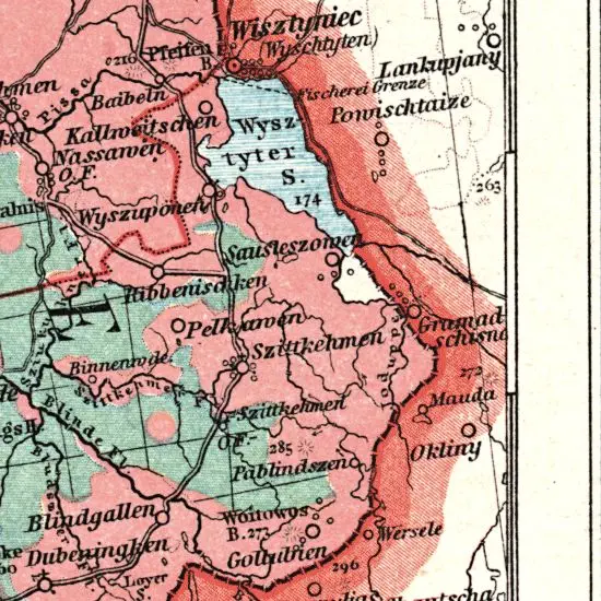 Nationalitaten-Karte der Provinz Ostpreussen...