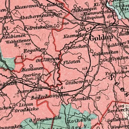 Nationalitaten-Karte der Provinz Ostpreussen...