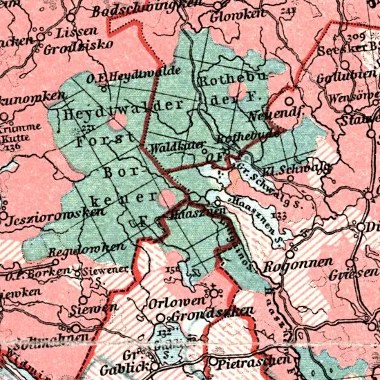 Nationalitaten-Karte der Provinz Ostpreussen...