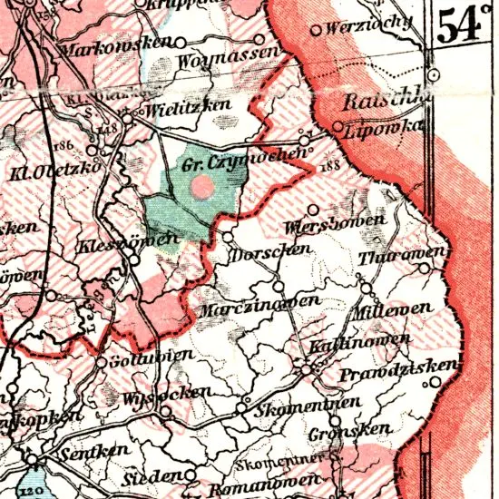 Nationalitaten-Karte der Provinz Ostpreussen...