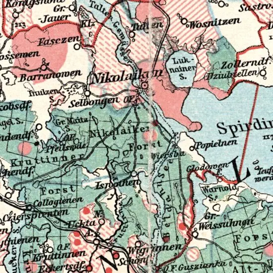 Nationalitaten-Karte der Provinz Ostpreussen...