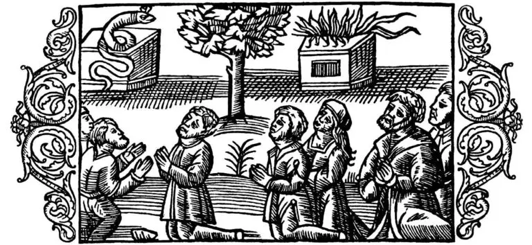 Olaus Magnus Historia om de nordiska folken. Bok 3 - Kapitel 1 - Om de hedniska Litauernas afgudadyrkan. - Utgivningsår 1555.