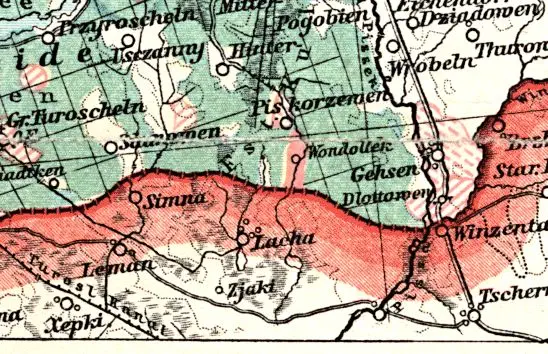 Nationalitaten-Karte der Provinz Ostpreussen...