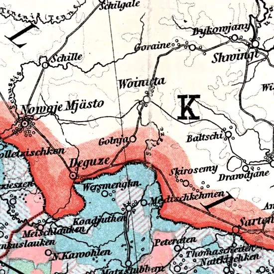 Nationalitaten-Karte der Provinz Ostpreussen...