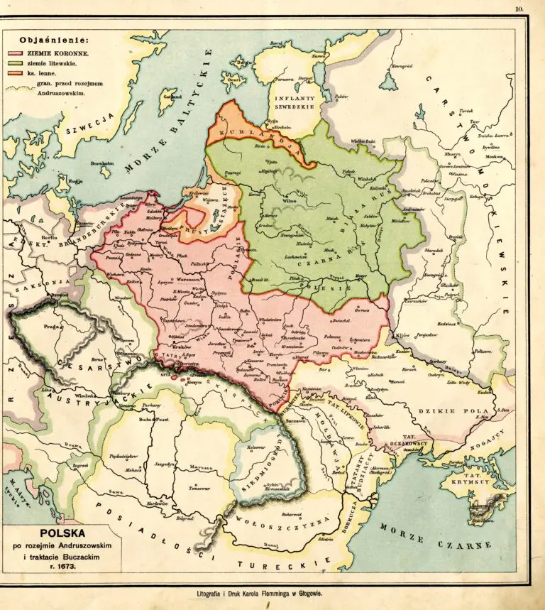 POLSKA po rozejmie Andruszowskim i traktacie Buczackim, r. 1673
