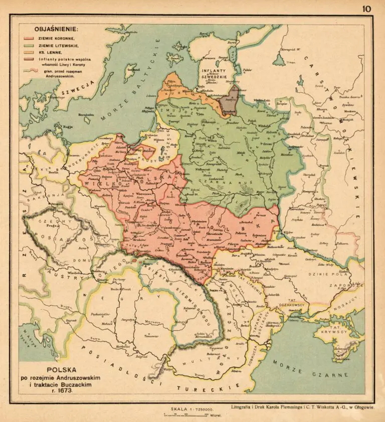 POLSKA po rozejmie Andruszowskim i traktacie Buczackim, r. 1673