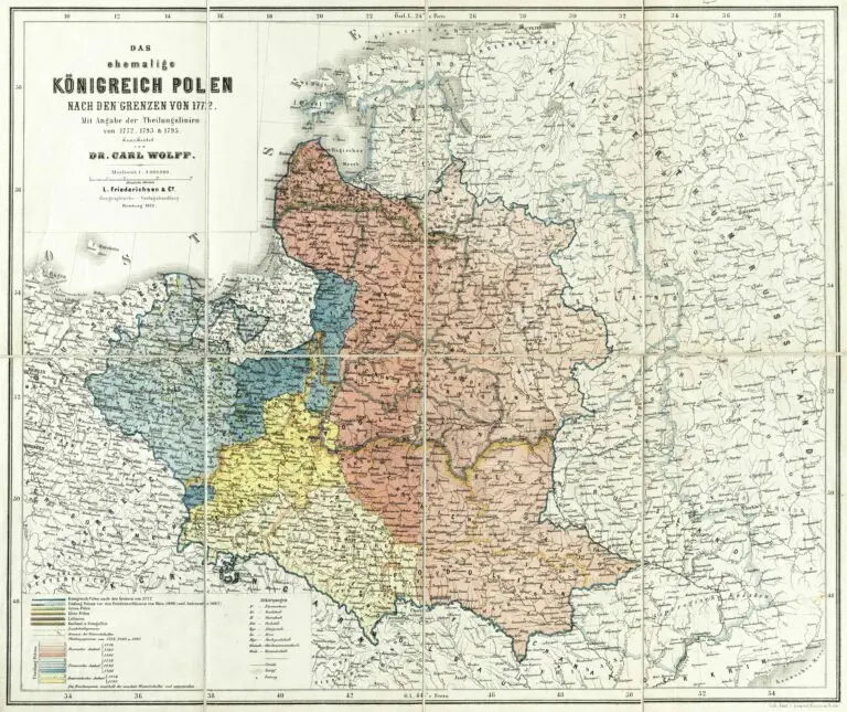 Das ehemalige Königreich Polen nach den grenzen von 1772, Mit Angabe der Theilungslinien von 1772, 1793 & 1795,