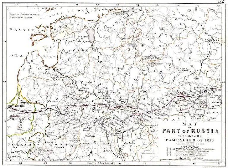 Map of Part of Russia  to Illustrate the Campaigns of 1812,