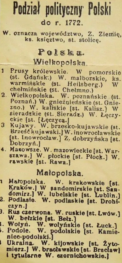 Mapa Polski w granicach z. r. 1772...