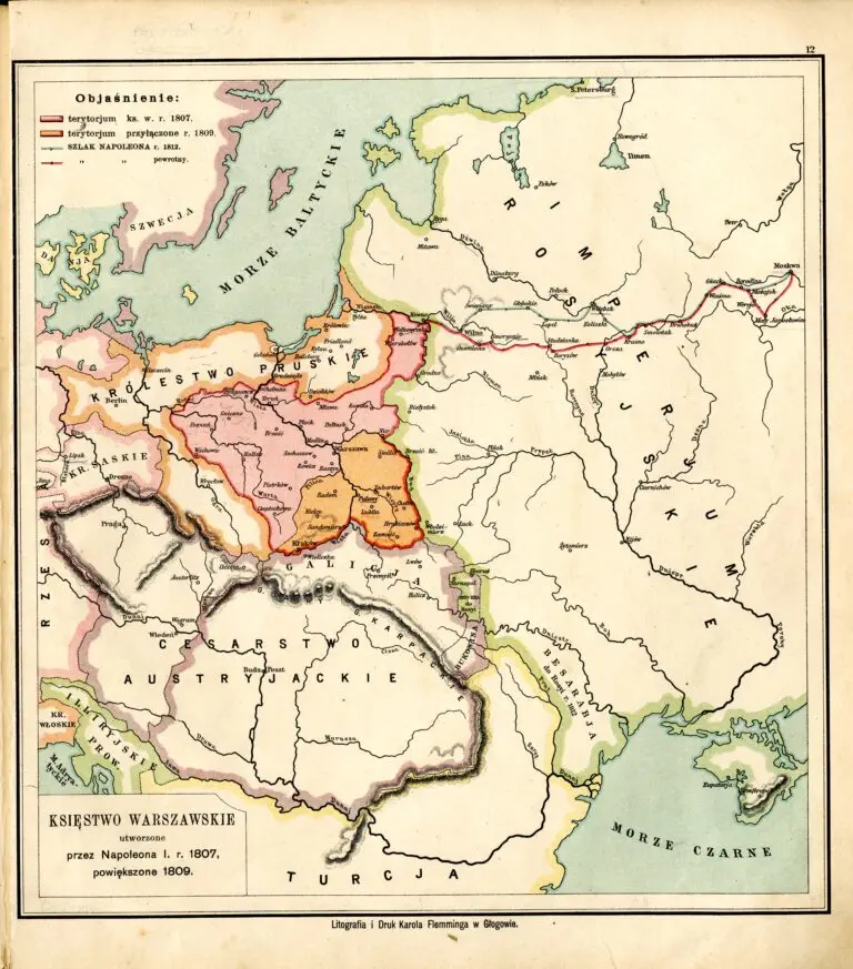 Księstwo Warszawskie utworzone przez Napoleona I. r. 1807 powiększone 1809,