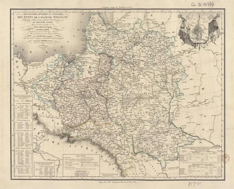 Carte routière, historique et statistique des Etats de l