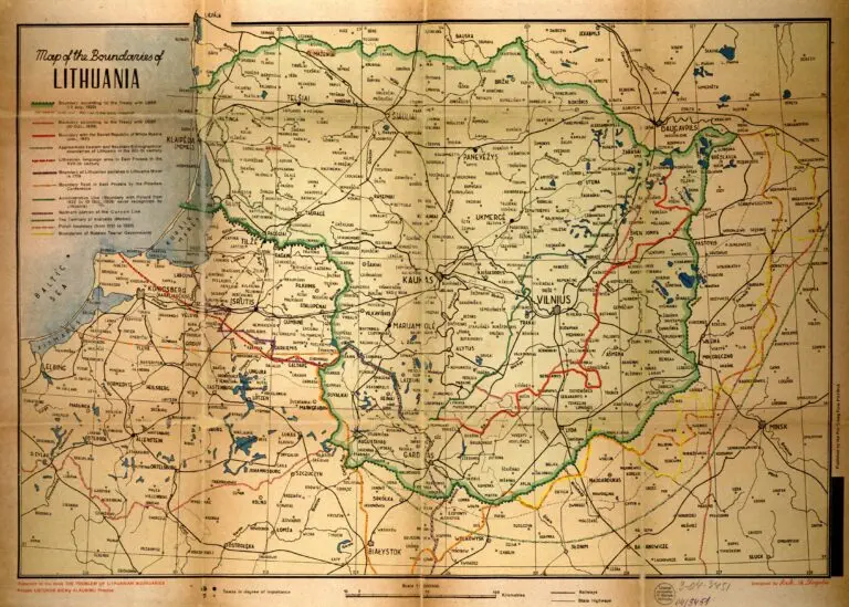 Map of the Boundaries of LITHUANIA,